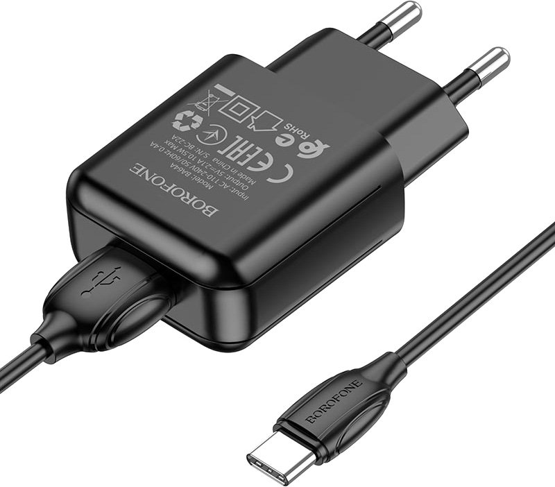 

Сетевое зарядное Borofone BA64A USB Type-C (черный)