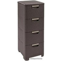 Комод Curver X4 STYLE RATTAN DRAWER x4 DBR 210 (темно-коричневый)