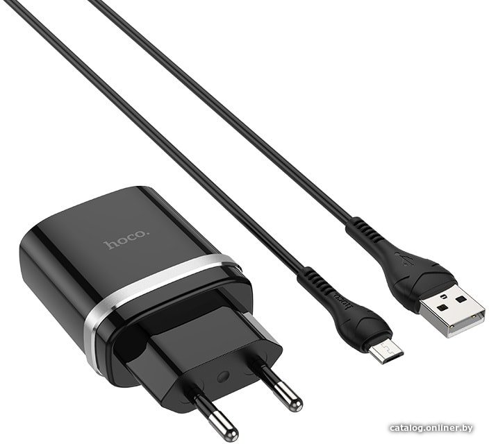 Сетевое зарядное Hoco C12Q microUSB (черный)