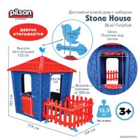 Игровой домик Pilsan Stone House с забором 06443 (синий)