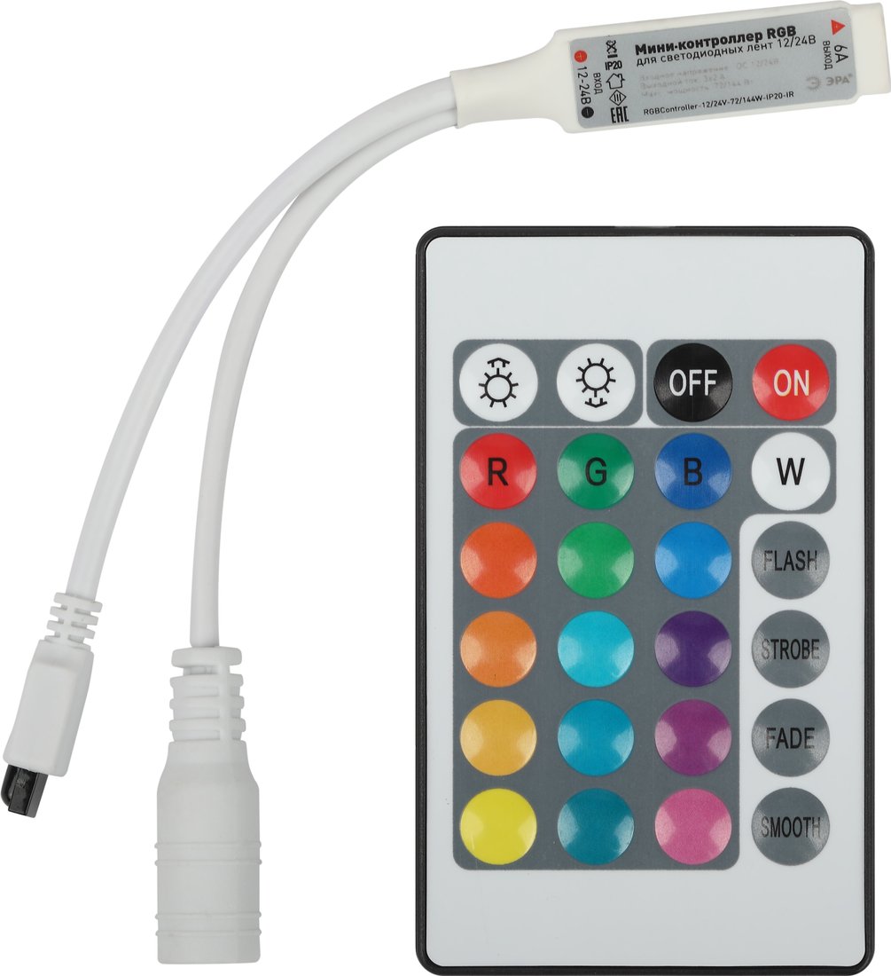 Контроллер RGB ЭРА RGBController-12/24V-72/144W-IP20-IR Б0061110