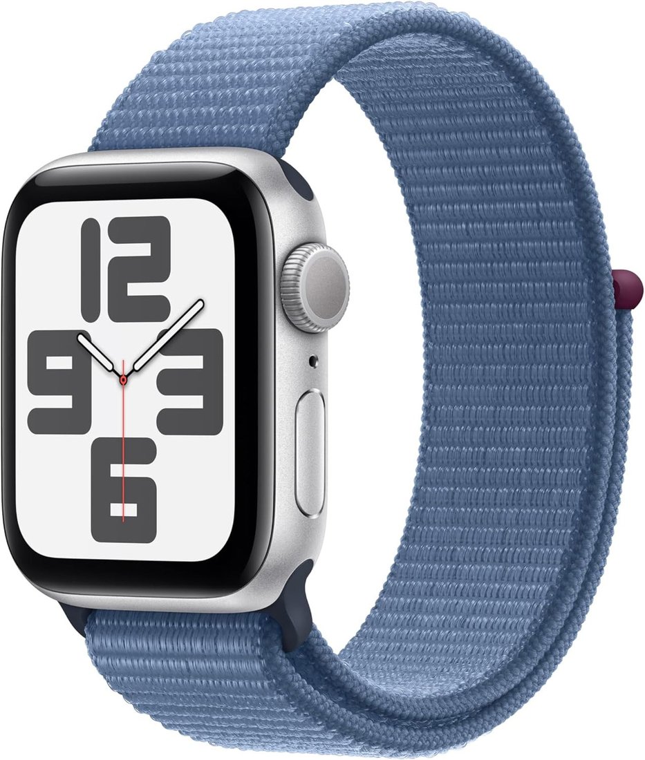

Умные часы Apple Watch SE 2 40 мм (алюминиевый корпус, серебристый/грозовой синий, нейлоновый ремешок)