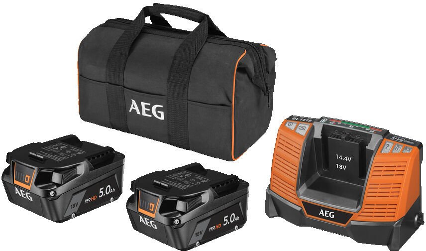 

Аккумулятор с зарядным устройством AEG Powertools SETLL1850SHD 4935478945 (2x18В/5 Ah + 18В, сумка)