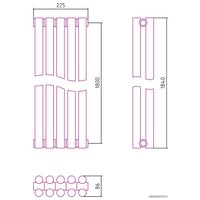 Стальной трубчатый радиатор Сунержа Эстет-11 1800х225 5 секций (хром)