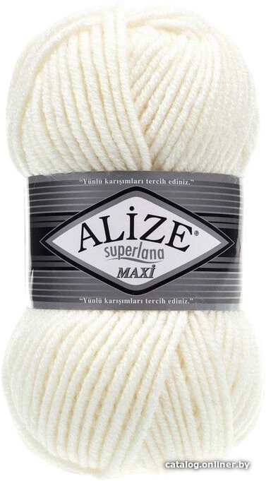 Пряжа для вязания Alize Superlana maxi 62 (100 м, молочный)