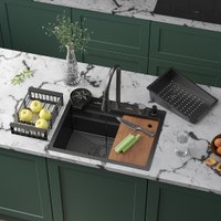 Кухонная мойка Roxen Stage Plus 560250-60-BS многофункциональная 8 в 1 (60*48/текстурный графит)