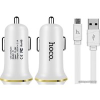 Автомобильное зарядное Hoco Z1 microUSB (белый)