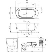 Ванна Wellsee Excellence Pro 140x70 28760901R (пристенная ванна (правая) белый глянец, экран, ножки, сифон-автомат хром)
