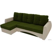 Угловой диван Лига диванов Сатурн 101054 (левый, микровельвет, зеленый/бежевый)
