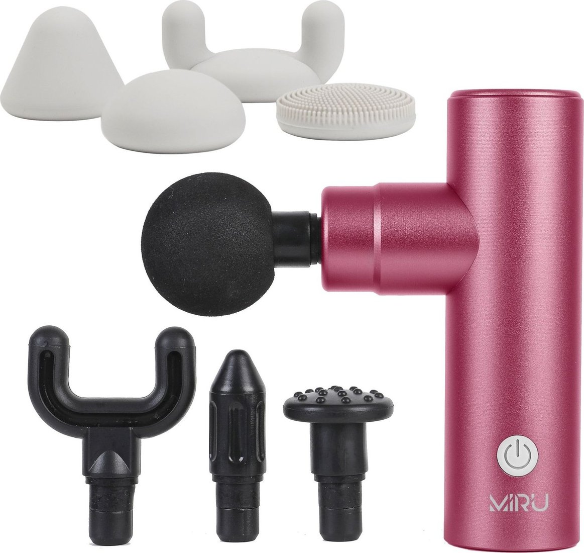 

Перкуссионный массажер Miru BM-18 (8 насадок, розовый)