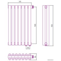 Стальной трубчатый радиатор Сунержа Эстет-00 EU50 500х315 7 секций (шампань)
