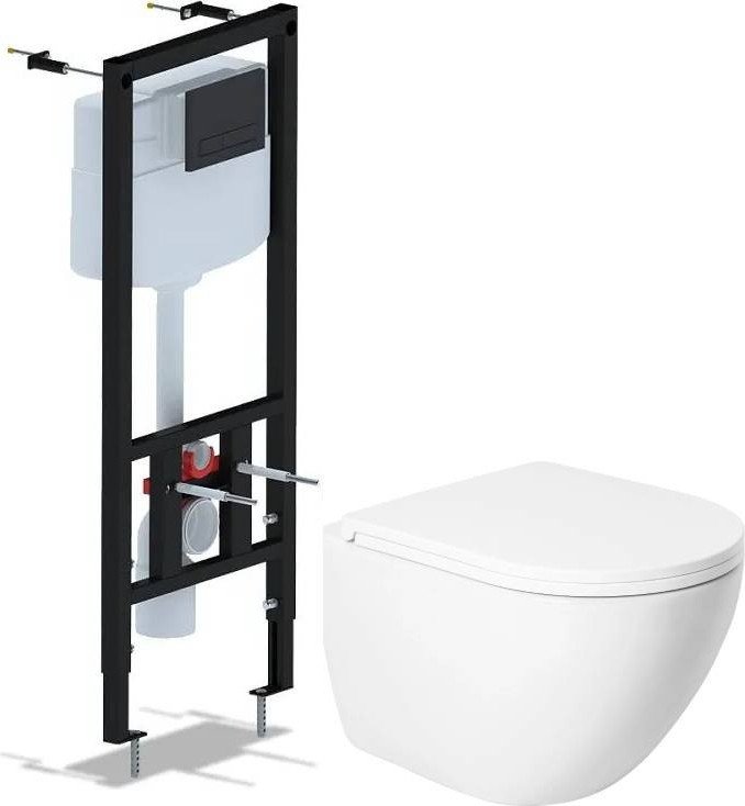 Унитаз подвесной Saniteco KW-9003W Single (безободковый) + Ани Пласт WCP1430