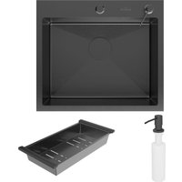 Кухонная мойка Roxen Simple 560220-55B PVD графит (с коландером и дозатором)