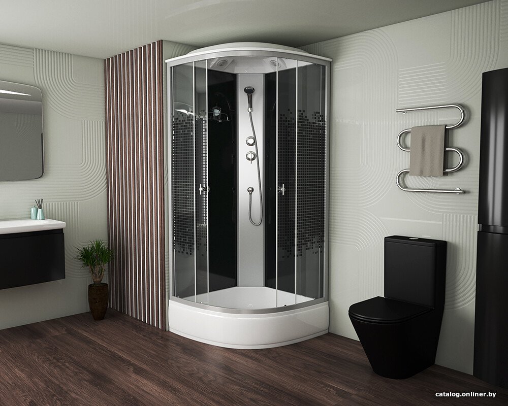 Душевая кабина Niagara NG-3504-14 90x90 (черный, мозаика стекло)