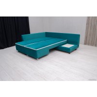 Угловой диван ПетраМебель Оскар правый (велюр бирюза/велюр светлый Вирджиния океан)