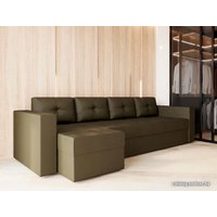 Угловой диван Настоящая мебель Константин Long (левый, боннель, экокожа, коричневый)