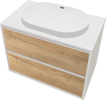 ЗОВ Тумба с умывальником Парма 70 P70LWP0MHMC1A-LDSPW6002 (белый/галифакс)