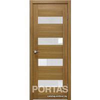 Межкомнатная дверь Portas S23 80x200 (орех карамель, стекло lacobel белый лак)