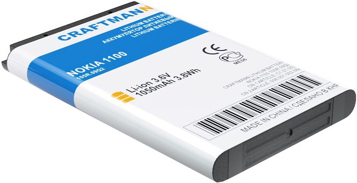 

Аккумулятор для телефона Craftmann C1.01.002 (совместим с Nokia BL-5C)