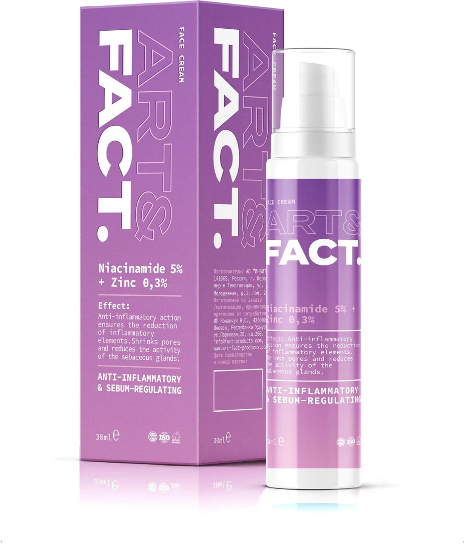 

Art&Fact Корректирующий крем-гель антиакне niacinamide 5% + zinc 0,3%