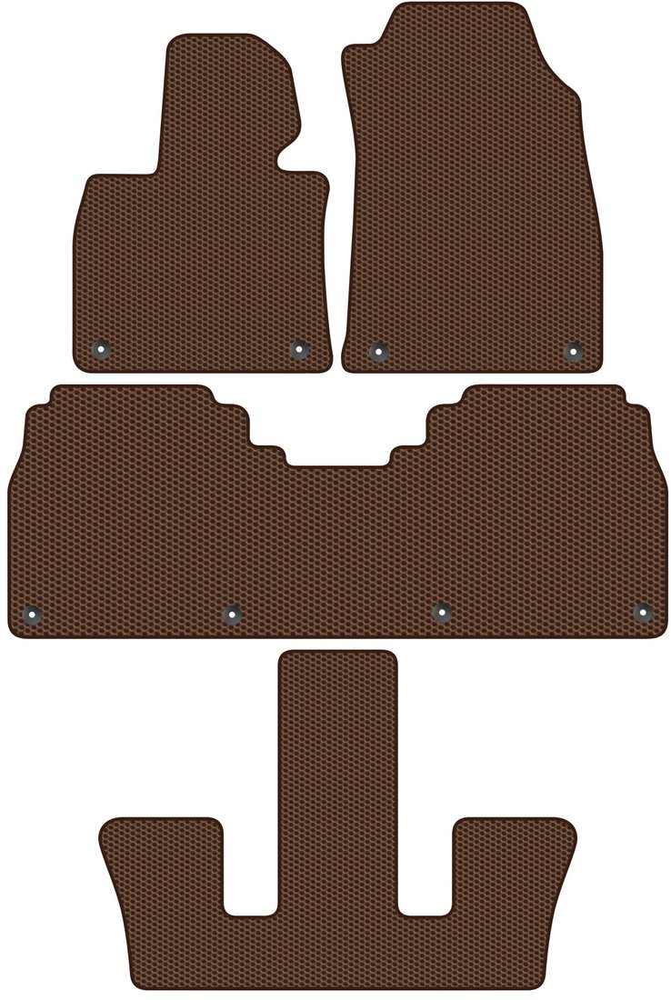 

Комплект ковриков для авто Alicosta Hongqi E-HS9 I (suv / E-HS9) 2021 - Н.В. +3 ряд (коричневый, сота)