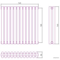 Стальной трубчатый радиатор Сунержа Эстет-11 500х540 12 секций (хром)