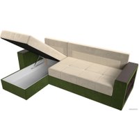 Угловой диван Лига диванов Дубай лайт левый (микровельвет бежевый/зеленый)