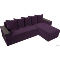 Угловой диван Лига диванов Дубай лайт правый 114147 (велюр фиолетовый)