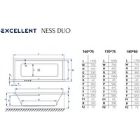Ванна Excellent Ness Duo 180x80 (с ножками)