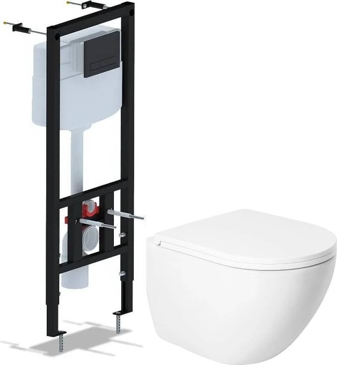 

Унитаз подвесной Saniteco KW-9003W Single (безободковый) + Ани Пласт WCP1430