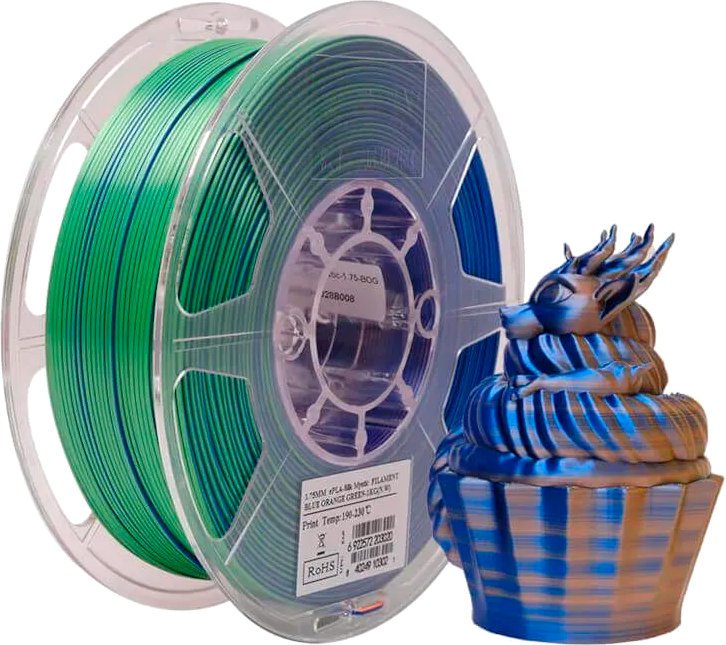 

Пластик eSUN ePLA-Silk Mystic Filament ePLA-SilkMystic-P175BOG1 (1.75мм, 1кг, синий/оранжевый/зеленый)
