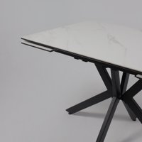 Кухонный стол Lepremo AV 2111 МДФ+керамика раздвижной 1200-1800x800 (белый матовый Snow White/черный)