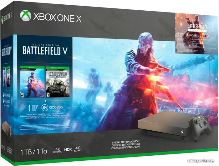 Microsoft Xbox One X 1TB Золотая лихорадка и Battlefield V игровую ...