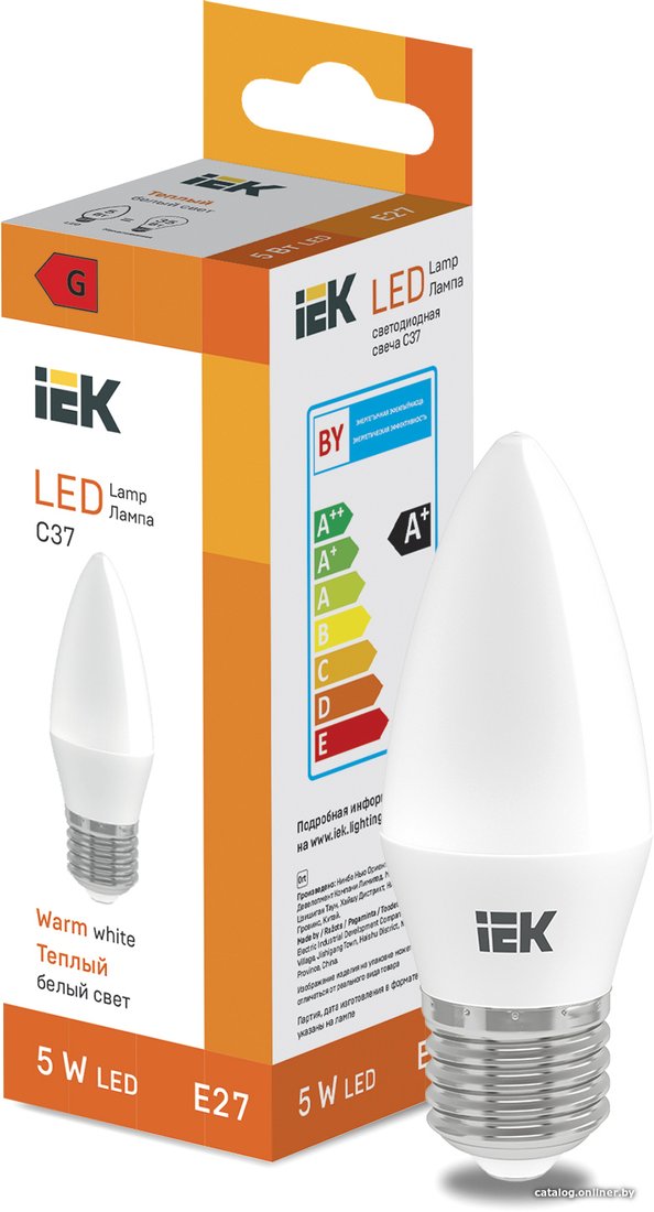 Светодиодная лампочка IEK LED Candle C37 400lm 3000K E27