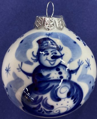 Елочная игрушка Гжель Снеговик NHP211027011800