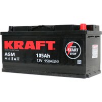 Автомобильный аккумулятор KRAFT AGM 105 R+