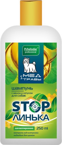 Шампунь Pchelodar Мед и травы Stop линька с медом и лопухом для собак (250 мл)