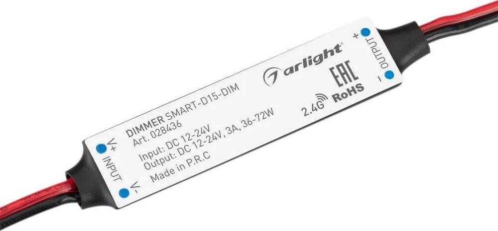 

Диммер для одноцветных лент (без RGB) Arlight Smart-D15-Dim 028436