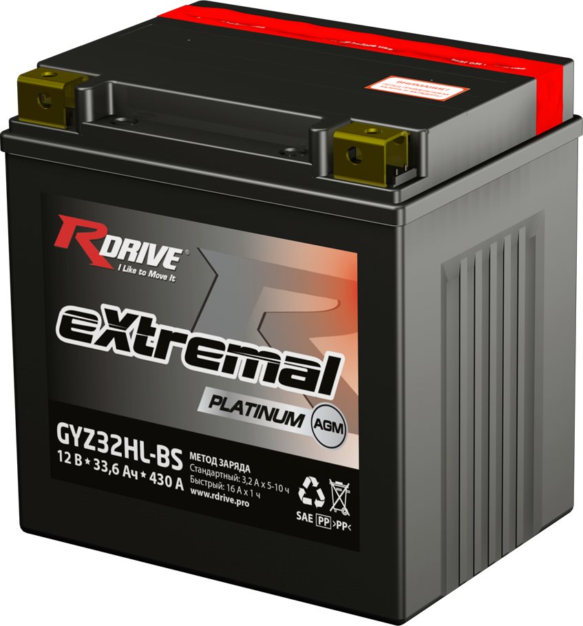 

Мотоциклетный аккумулятор RDrive eXtremal Platinum GYZ32HL-BS (32 А·ч)