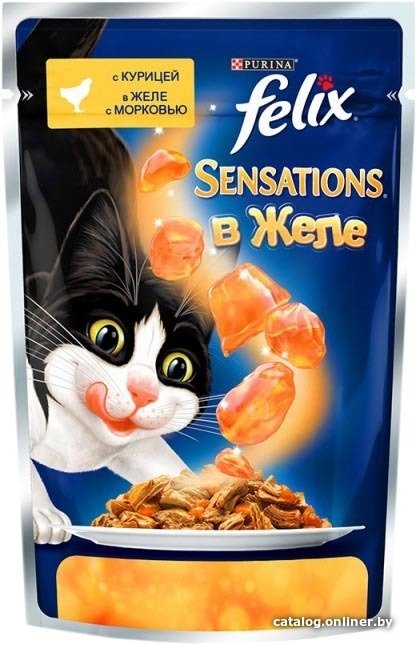 Пресервы Felix Sensations в желе с курицей и морковью 0.085 кг