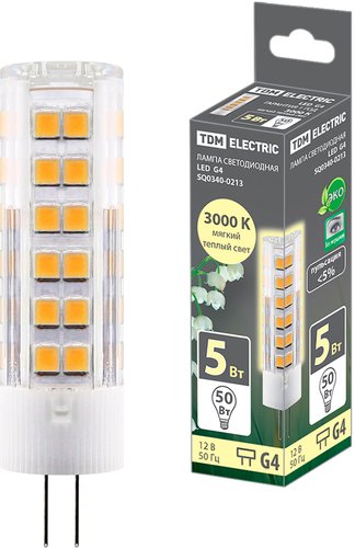 Светодиодная лампочка TDM Electric G4-5 ВТ-AC/DC 12 В-3000 К SQ0340-0213