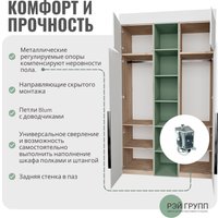 Шкаф распашной Рэйгрупп Рэй S274-В6-2-EB В6-2 (дуб элисон/белый премиум)