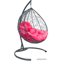 Подвесное кресло M-Group Капля 11020308 (серый ротанг/розовая подушка)