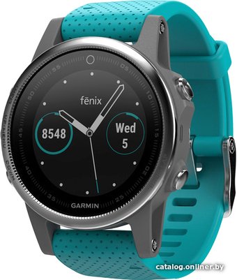Garmin Fenix 5S 42mm (серебристый/бирюзовый) [010-01685-01]