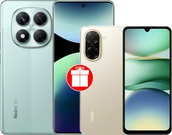Телефон Xiaomi Redmi Note 14 Pro 5G 12GB/256GB международная версия (зеленый) + смартфон Xiaomi Redmi A5 3GB/64GB (песочное золото) по акции