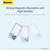 Внешний аккумулятор Baseus Magnetic Mini Wireless Fast Charge Power Bank 10000mAh 20W (белый) + брендированный брелок Baseus