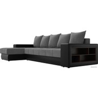 Угловой диван Лига диванов Дубай 105805 (левый, велюр/экокожа, серый/черный)