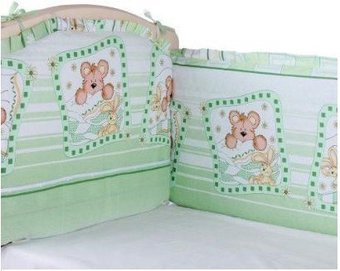 Бампер в кроватку Alis 360x40 со съемными чехлами (бязь, зеленый)
