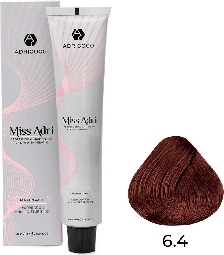 

Крем-краска Adricoco Miss Adri 6.4 (100мл, темный блонд медный)