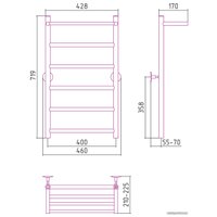 Полотенцесушитель Стилье Универсал-54 800х400 (Полка + 5) П 21 00654-8040